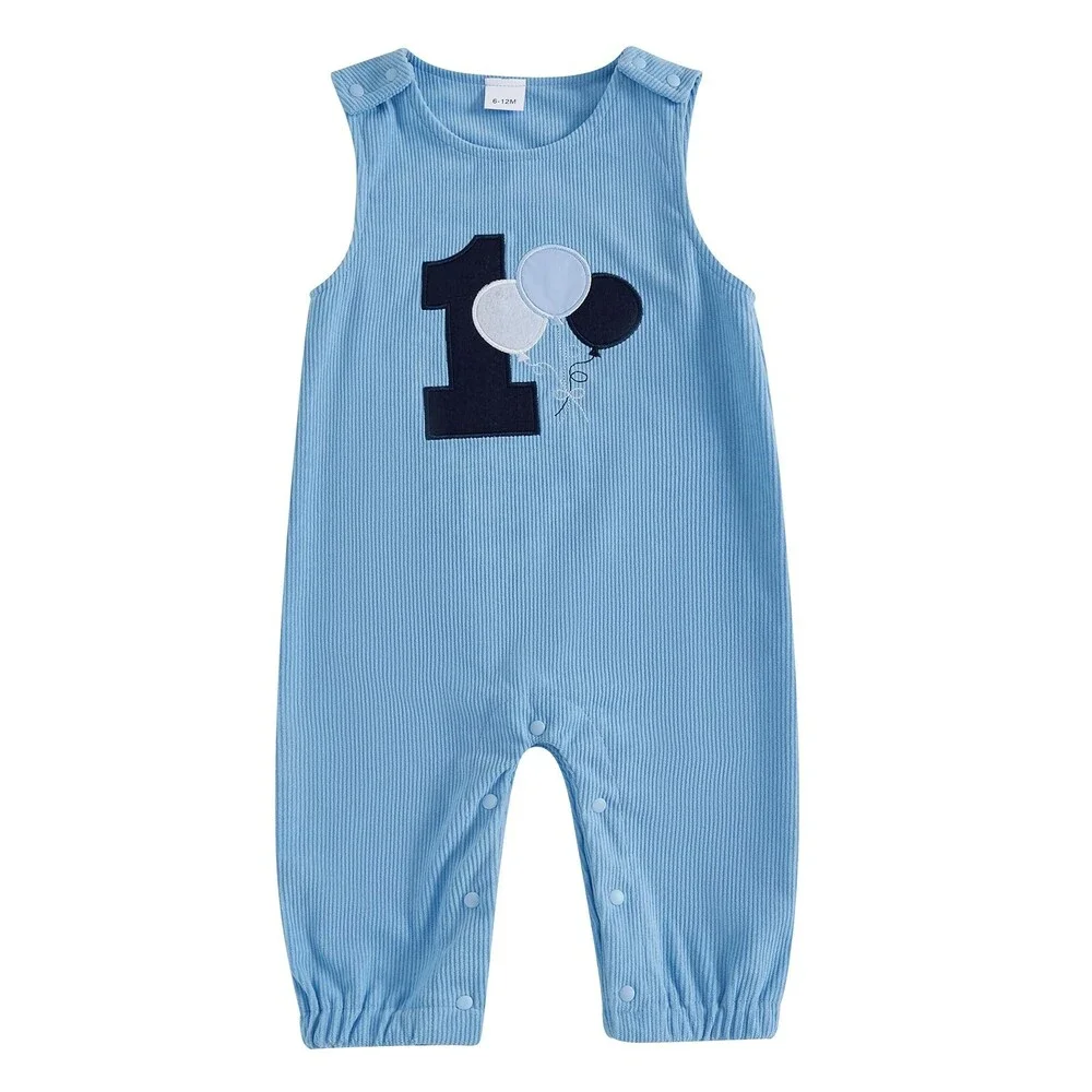 Lamuusaa Toddler Sky Blue Baby Boy Birthday Outfit Sleeveless One 12-18 M